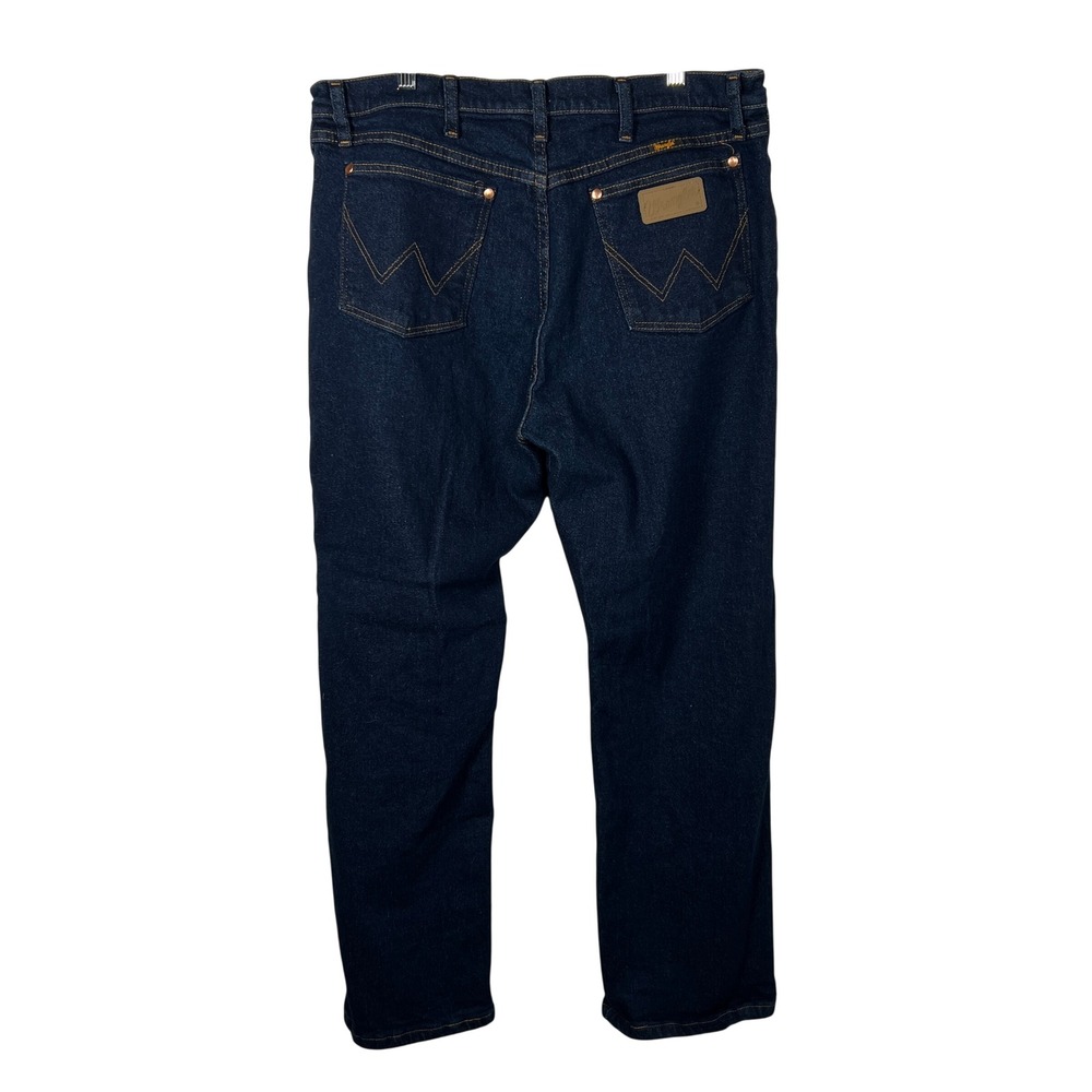 Mens Dark Wash Wranglers Straight Leg Jeans Western Rugged Denim 38x30
